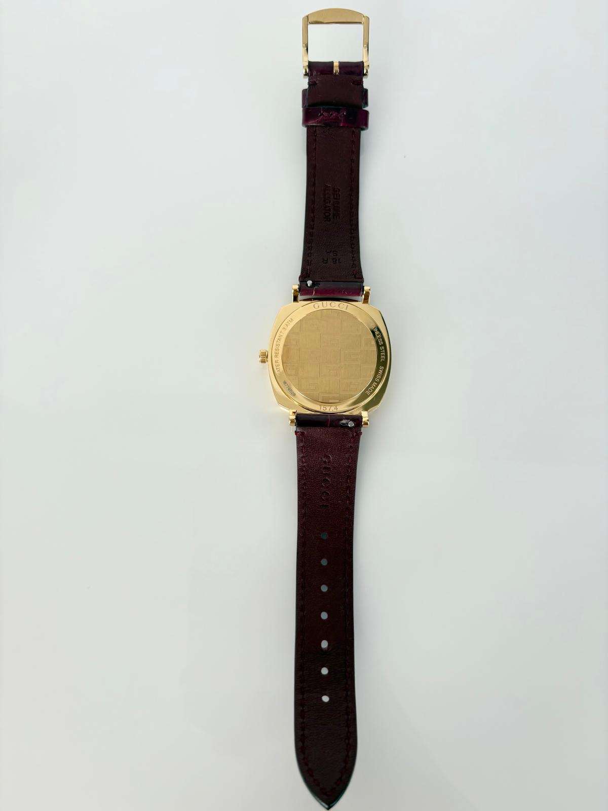 Gucci Grip – Žlté Zlato PVD / Bordeaux Aligátor