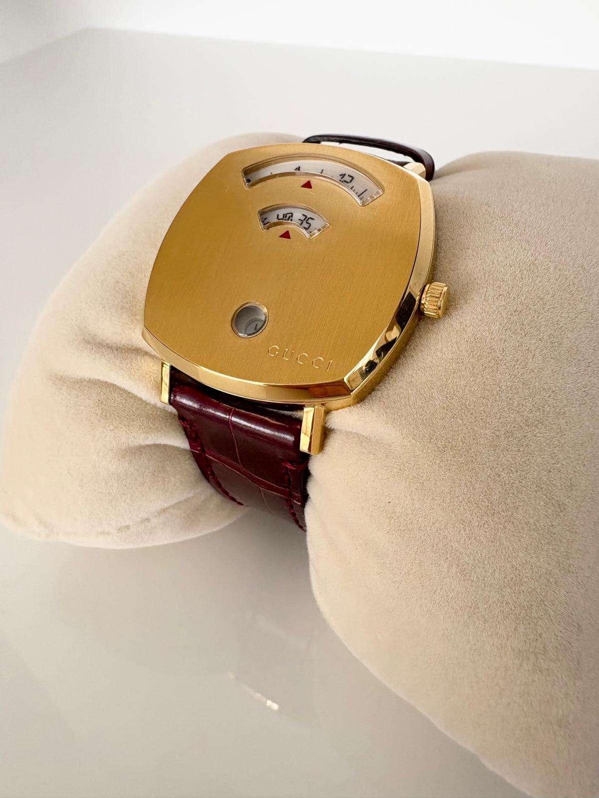 Gucci Grip – Žlté Zlato PVD / Bordeaux Aligátor