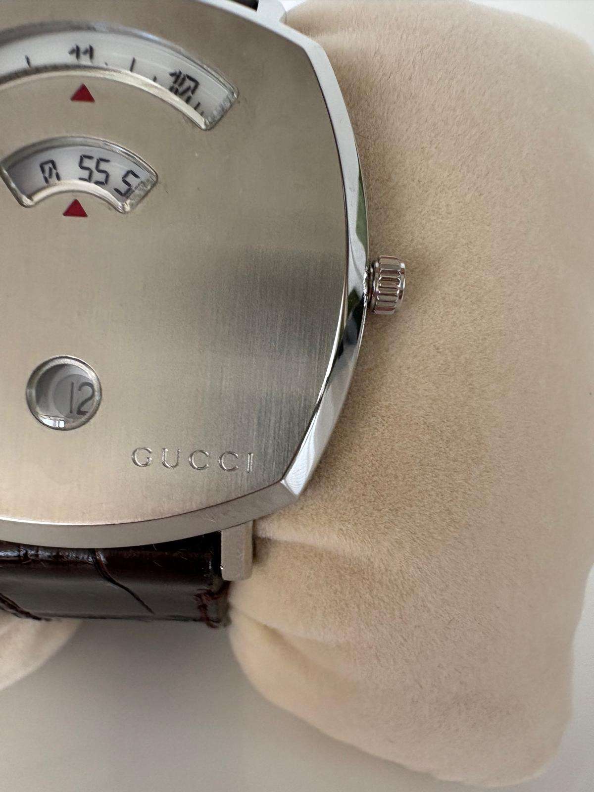 Gucci Grip – 38mm Oceľ / Hnedý Aligátor