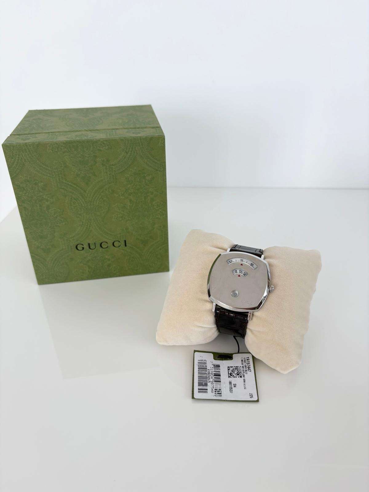 Gucci Grip – 38mm Oceľ / Hnedý Aligátor