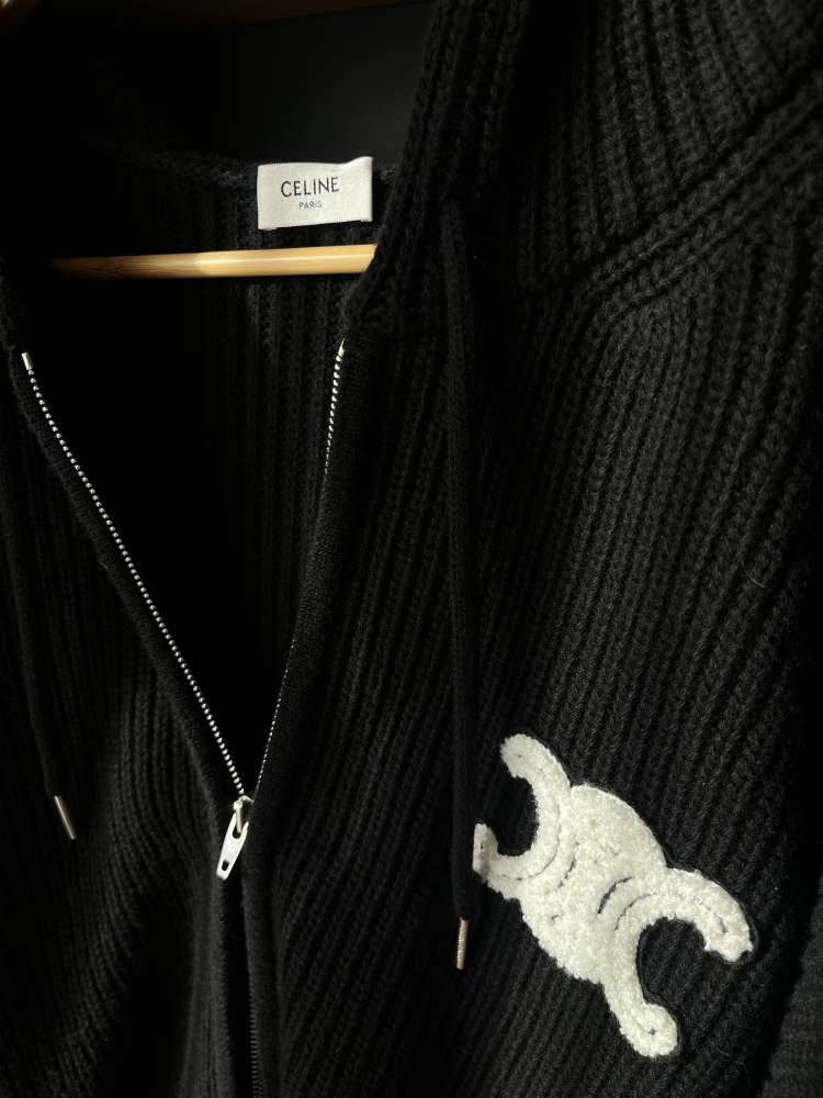 Celine  Giacche Black - hooded cardigan in wool
