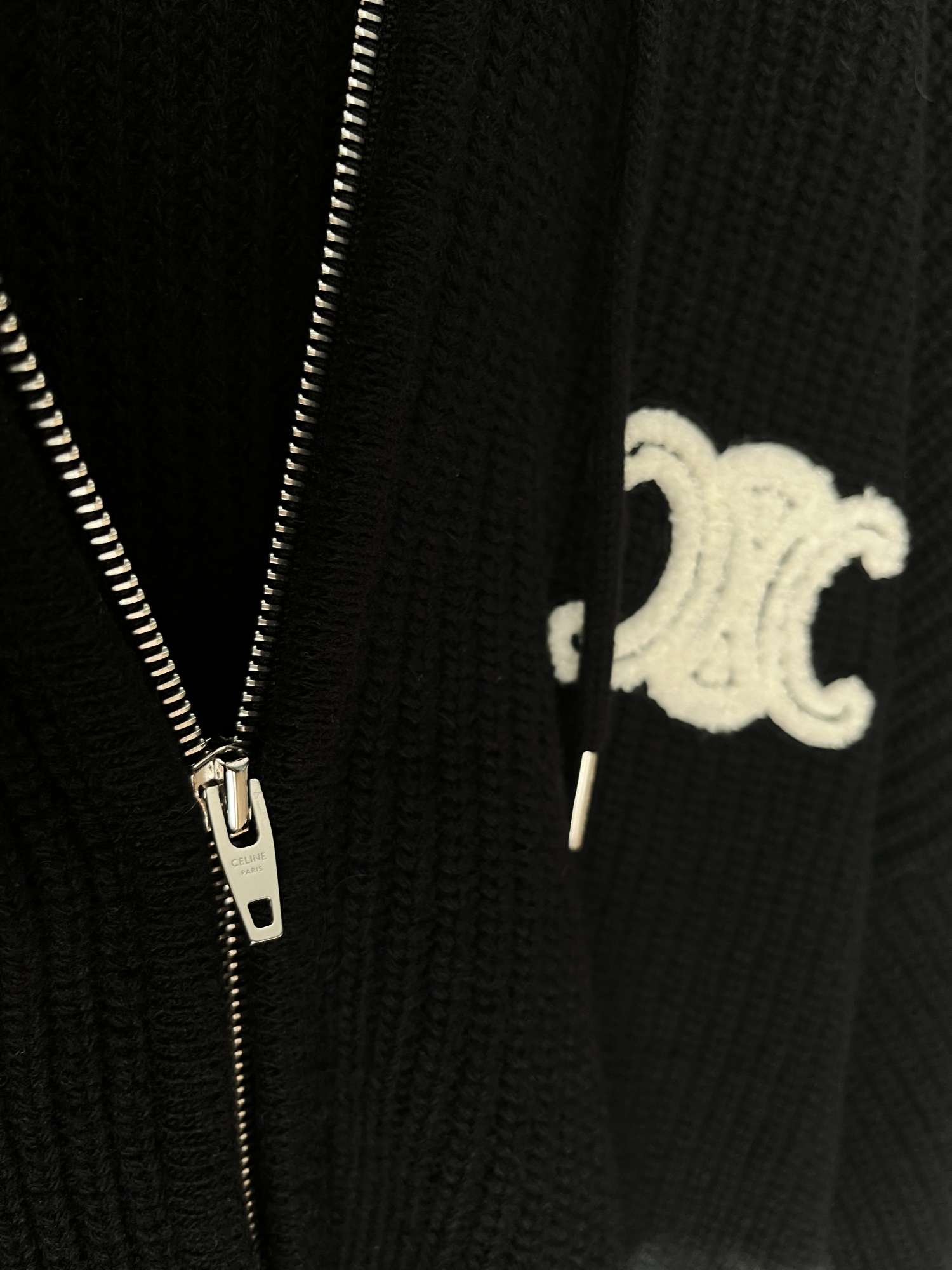 Celine  Giacche Black - hooded cardigan in wool