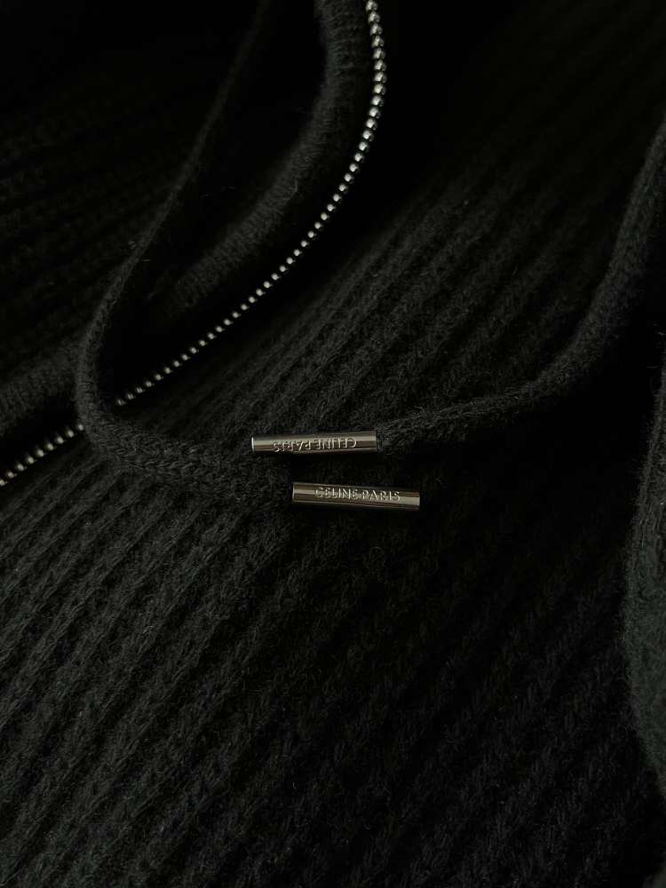 Celine  Giacche Black - hooded cardigan in wool