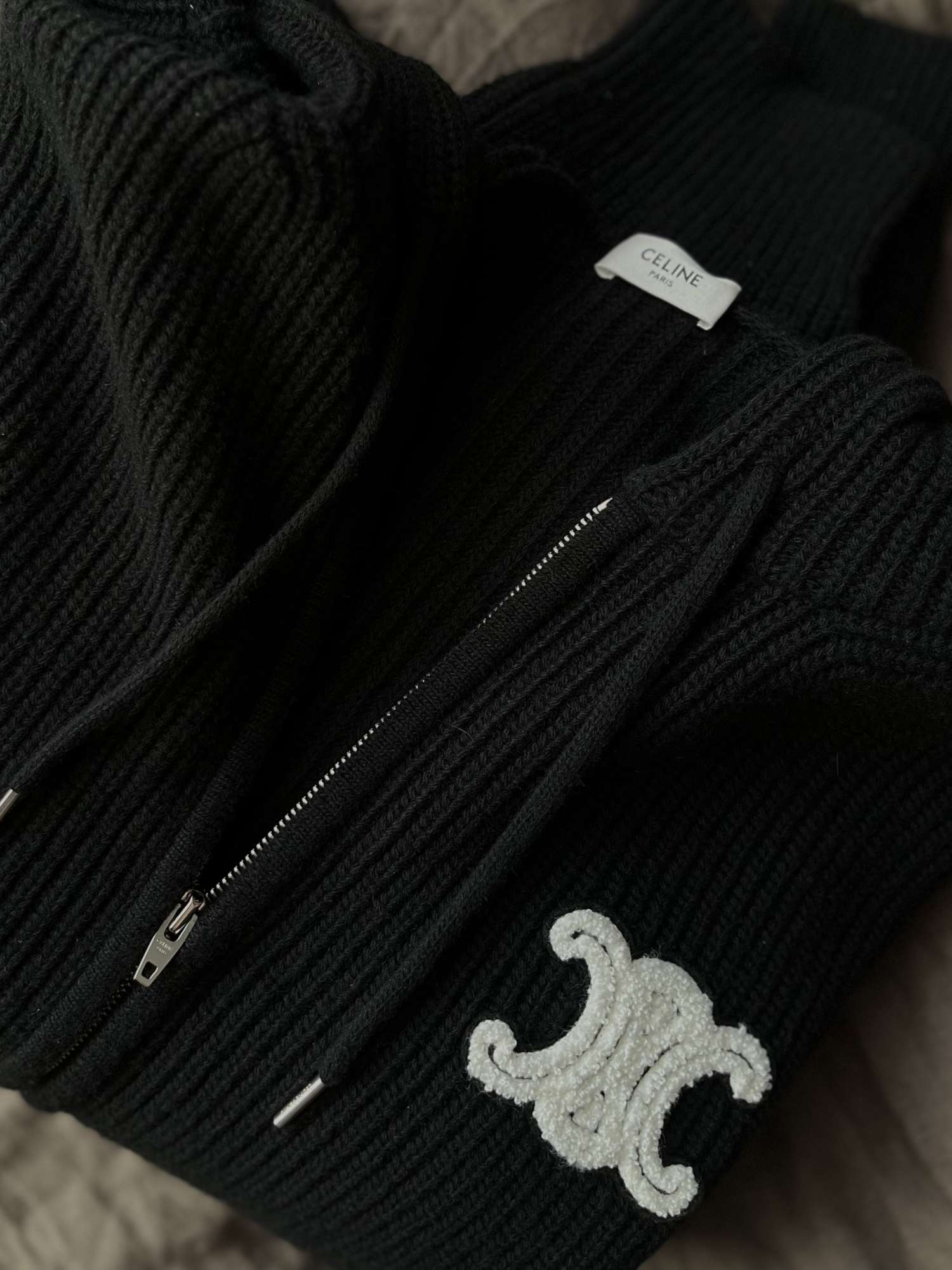 Celine  Giacche Black - hooded cardigan in wool