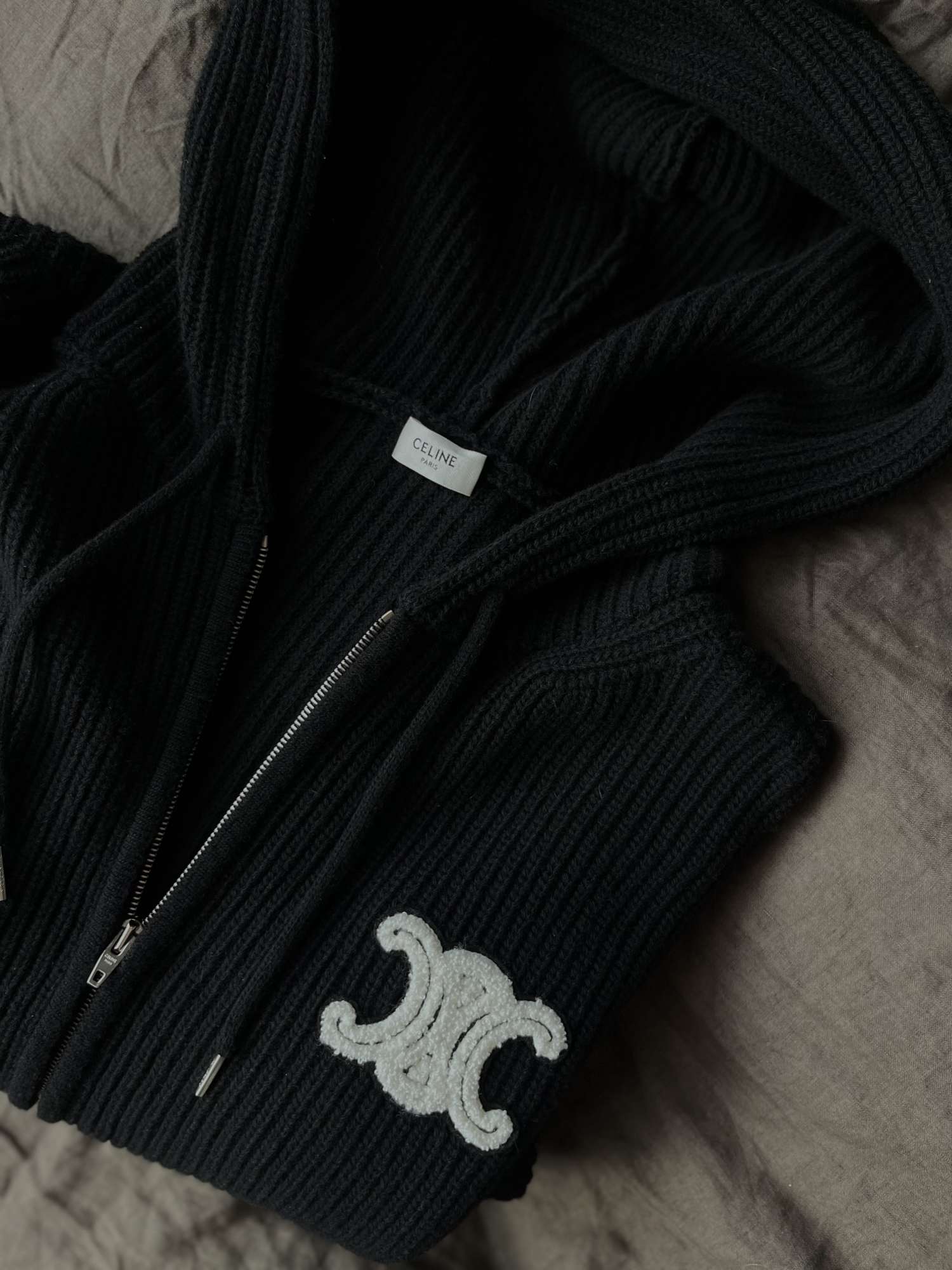 Celine  Giacche Black - hooded cardigan in wool