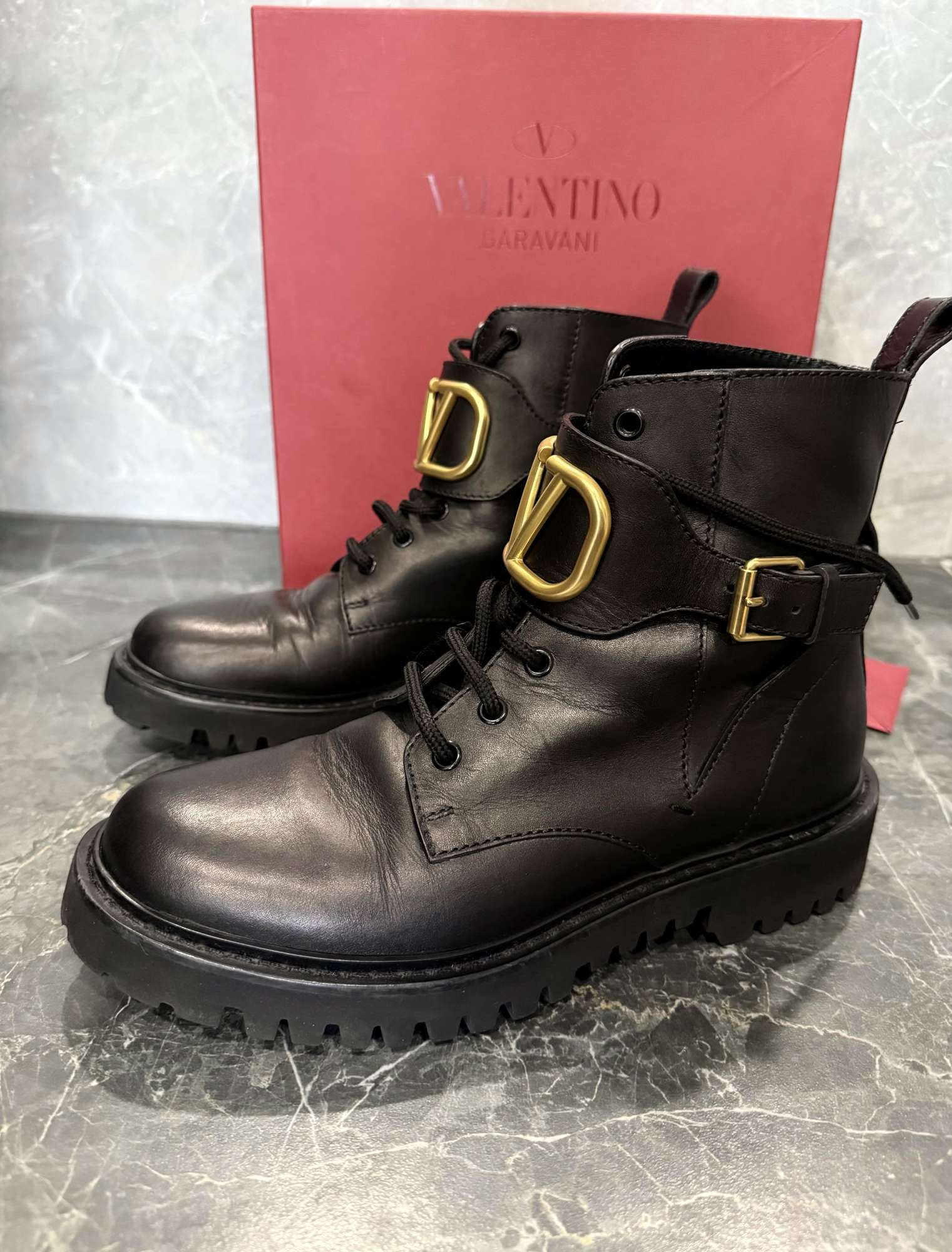Valentino Logo 35mm combat boots