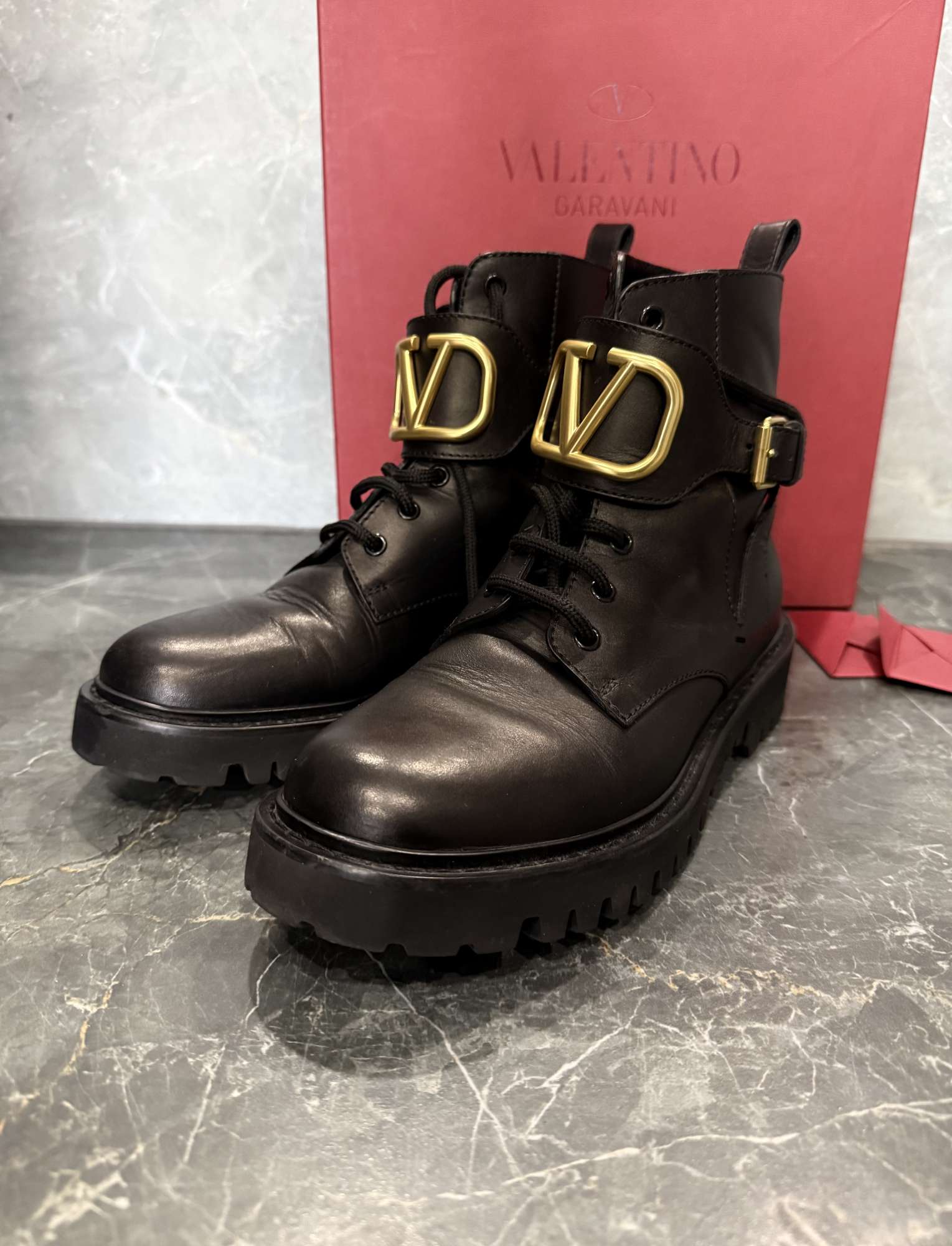 Valentino Logo 35mm combat boots