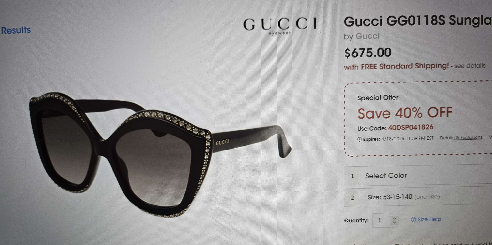 GUCCI slnečné okulaire model GG0118S