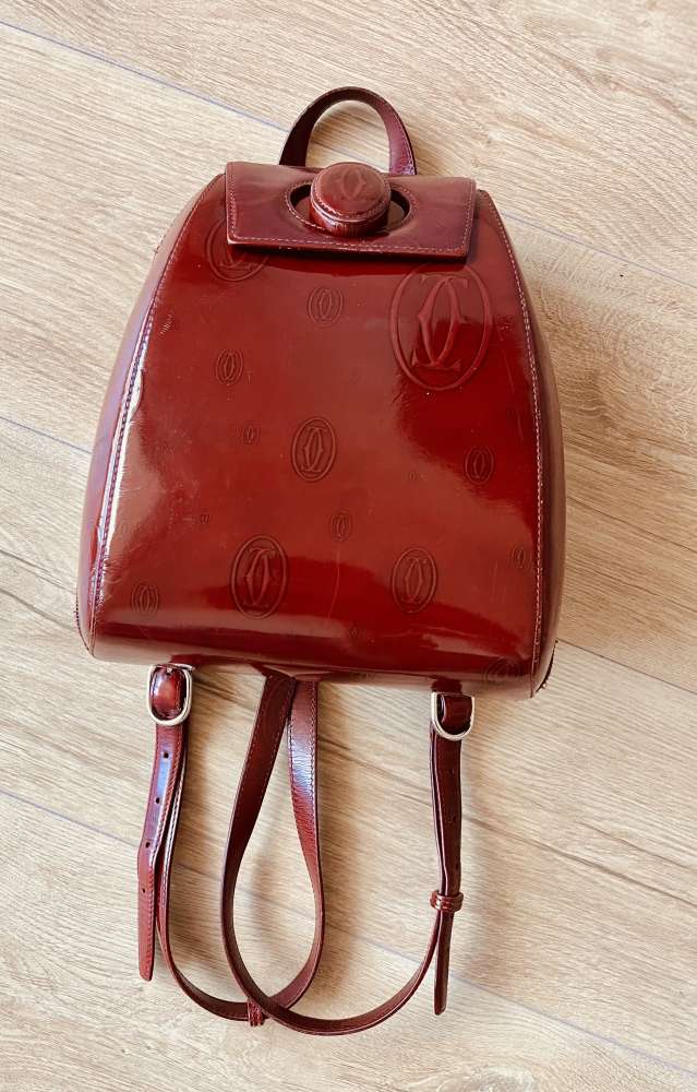 Cartier bordový kožený batoh