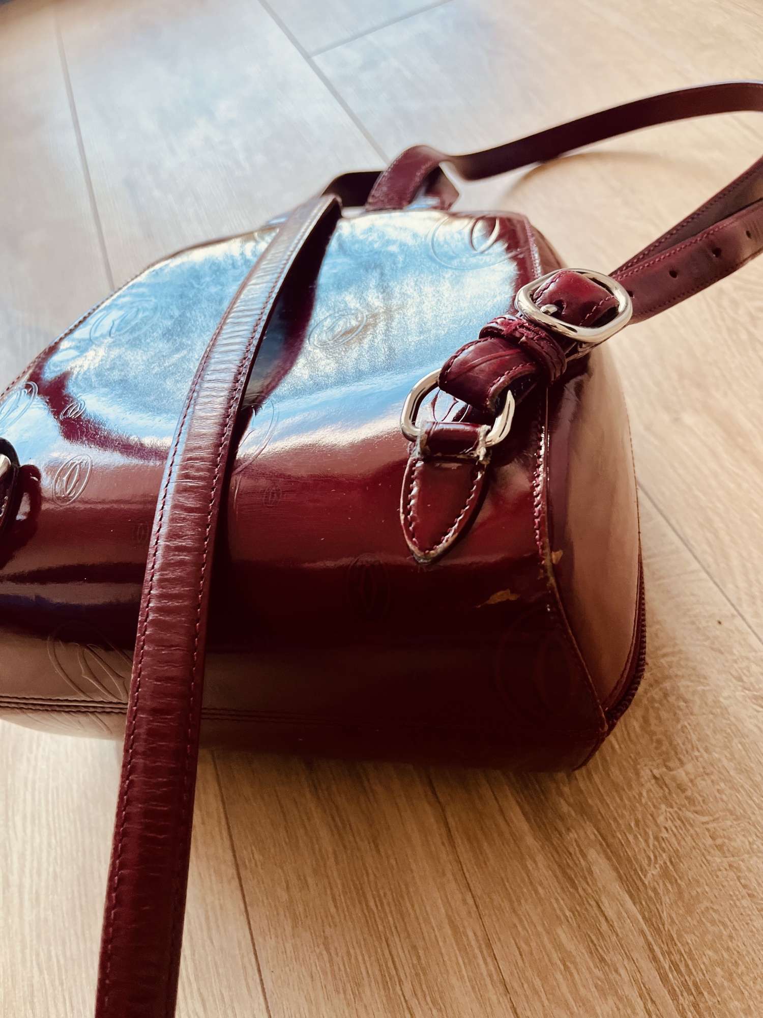 Cartier bordový kožený batoh