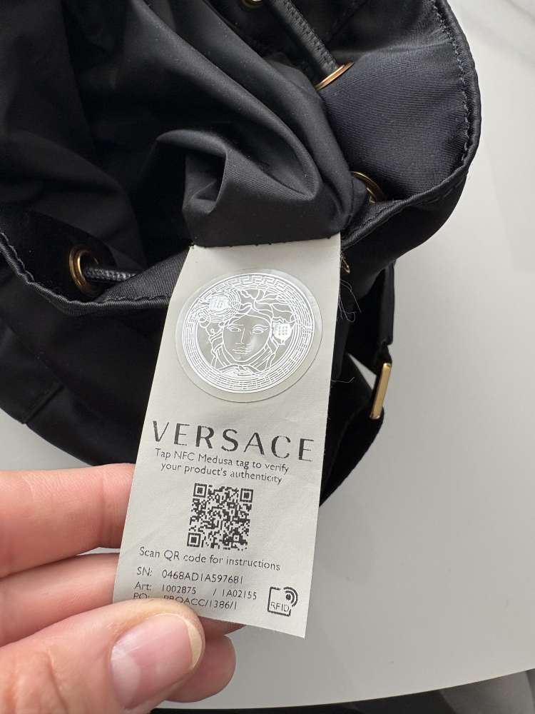 VERSACE Medusa Nylon Bunket Crossbody Bag