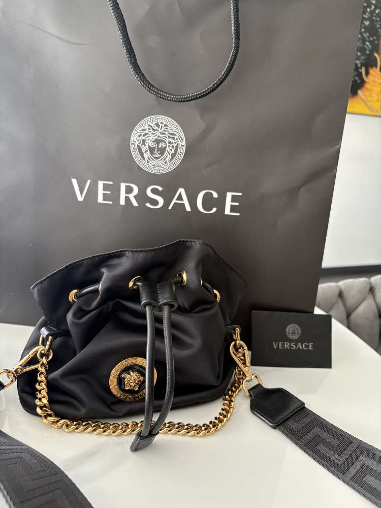VERSACE Medusa Nylon Bunket Crossbody Bag