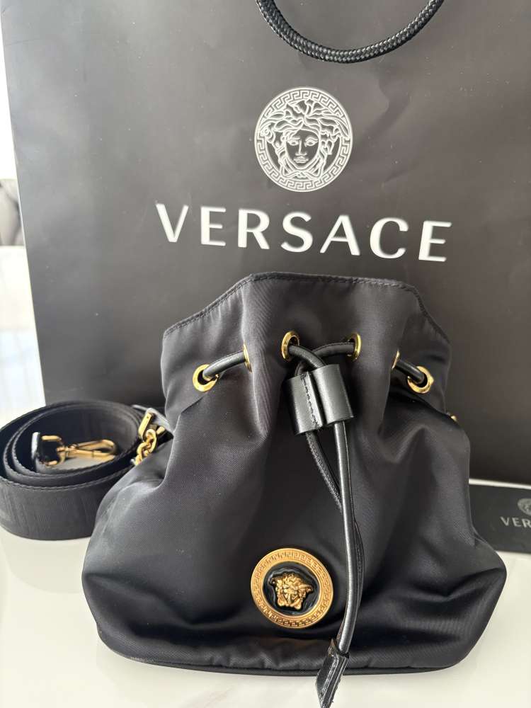 VERSACE Medusa Nylon Bunket Crossbody Bag