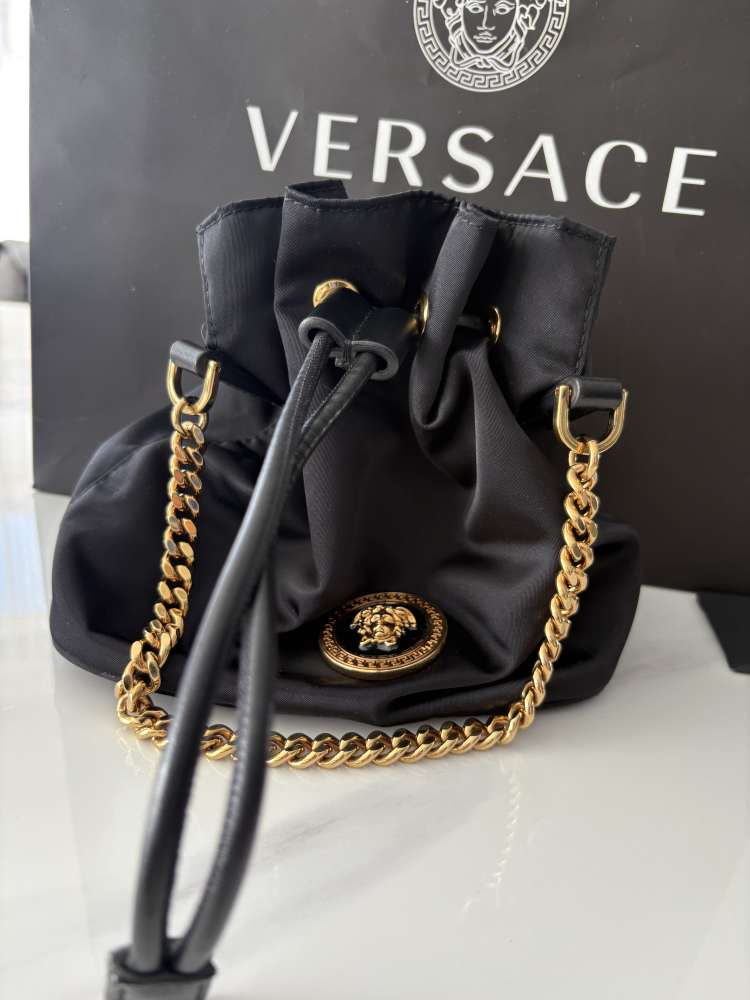 VERSACE Medusa Nylon Bunket Crossbody Bag