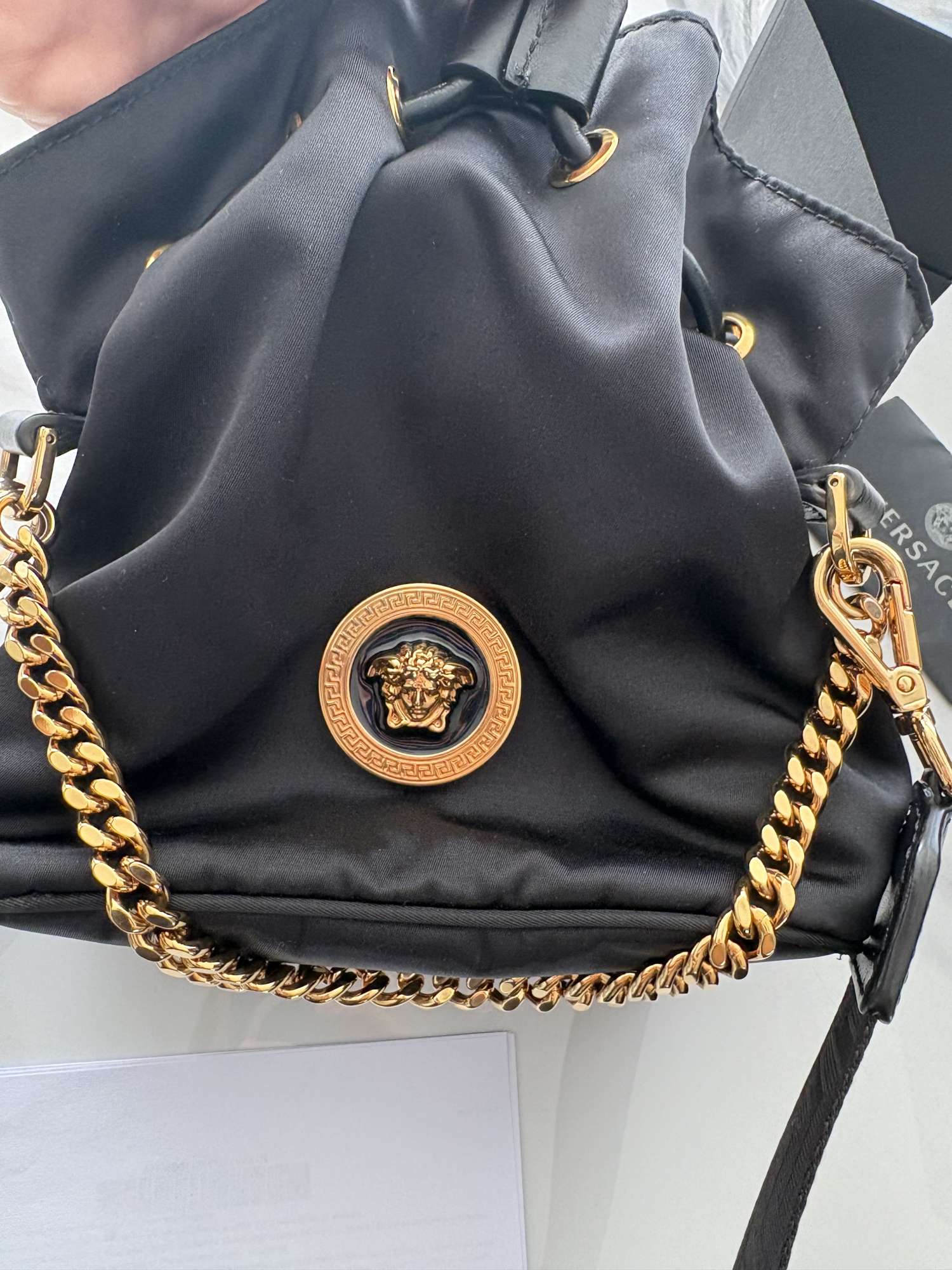 VERSACE Medusa Nylon Bunket Crossbody Bag