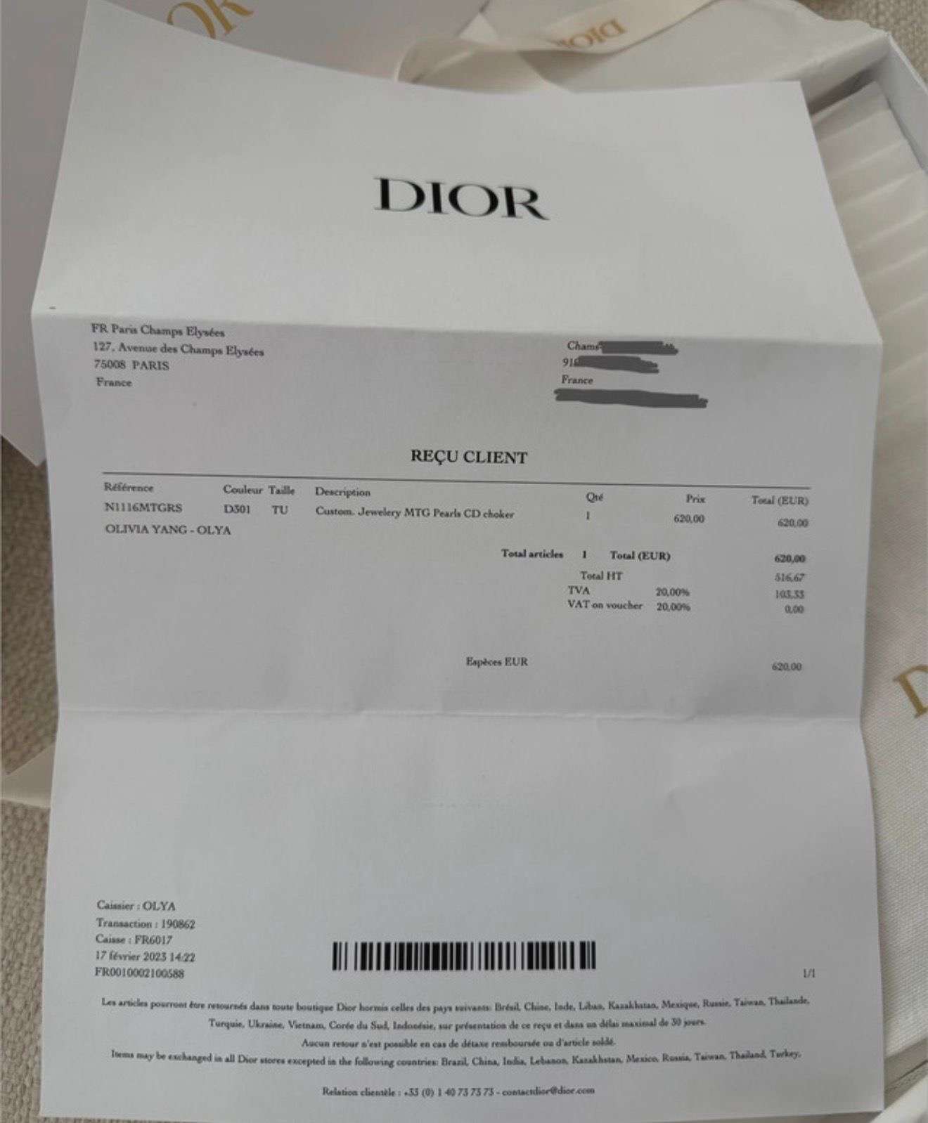 Dior náhrdelník