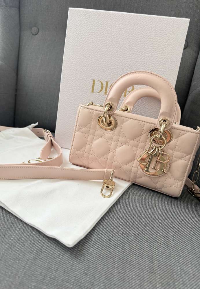 Dior mini Lady D-Joy Bag – Powder Beige Cannage Lambskin