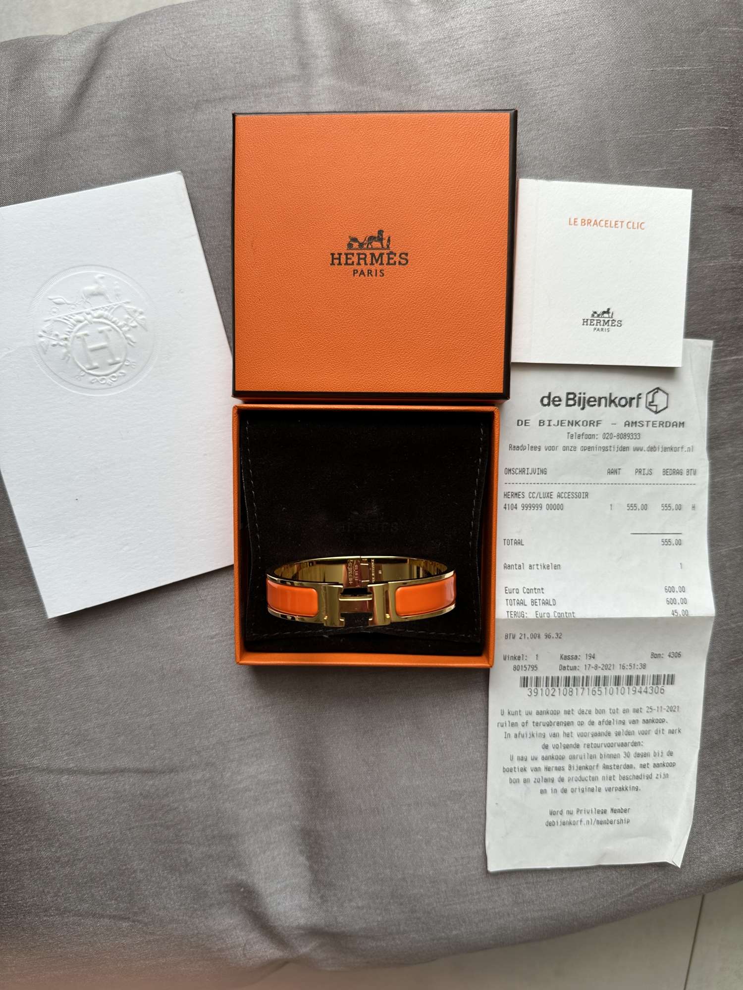 Hermes Clic H gold naramok
