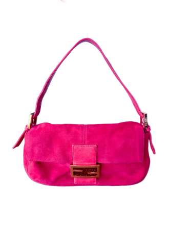https://vipluxury.sk/Fendi Vintage Hot Pink Suede Baguette Bag with Glitter FF Hardware