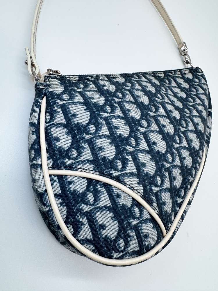 Christian Dior Trotter Monogram Mini Saddle Bag Canvas & Patent Leather