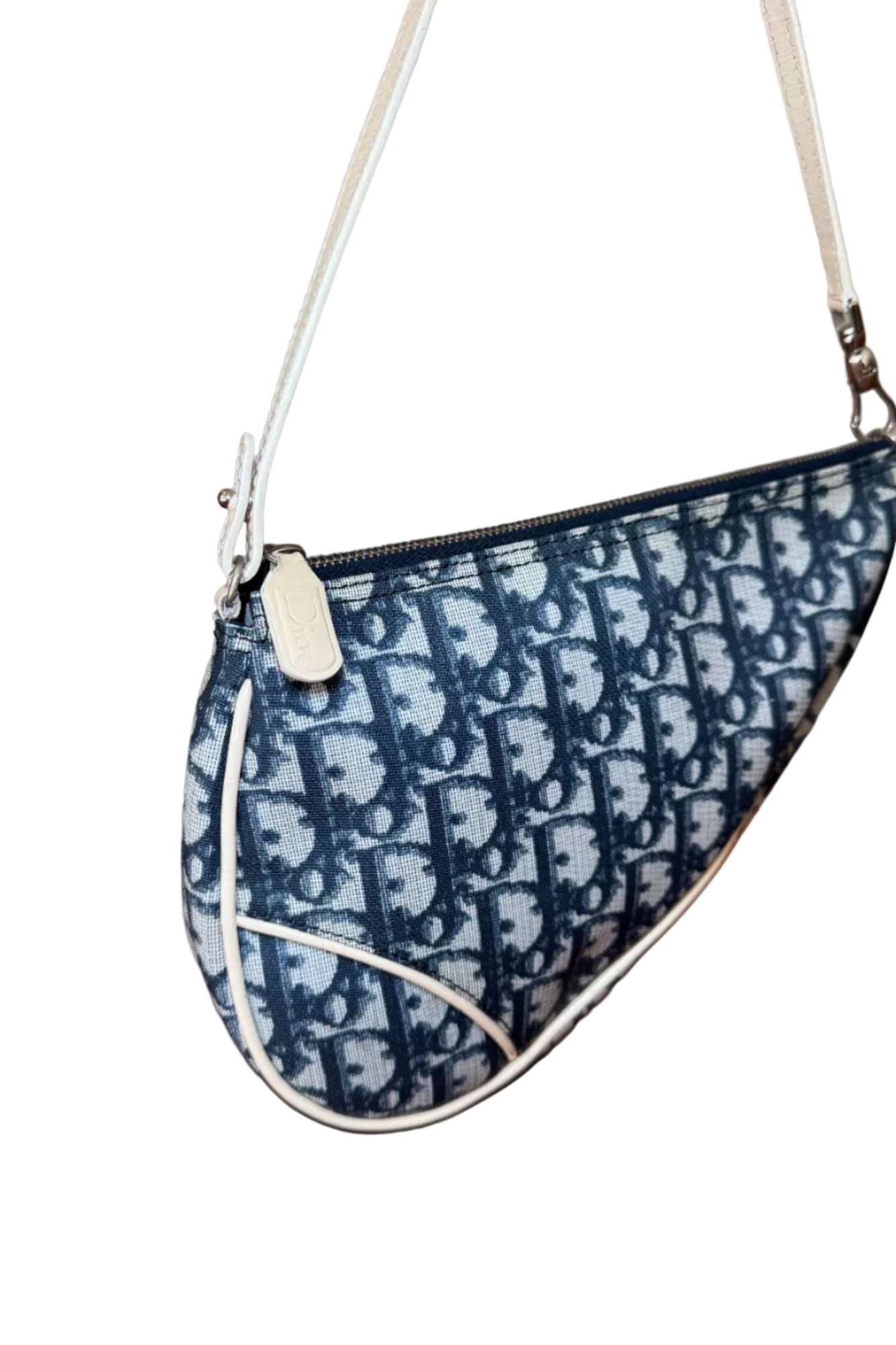 Christian Dior Trotter Monogram Mini Saddle Bag Canvas & Patent Leather