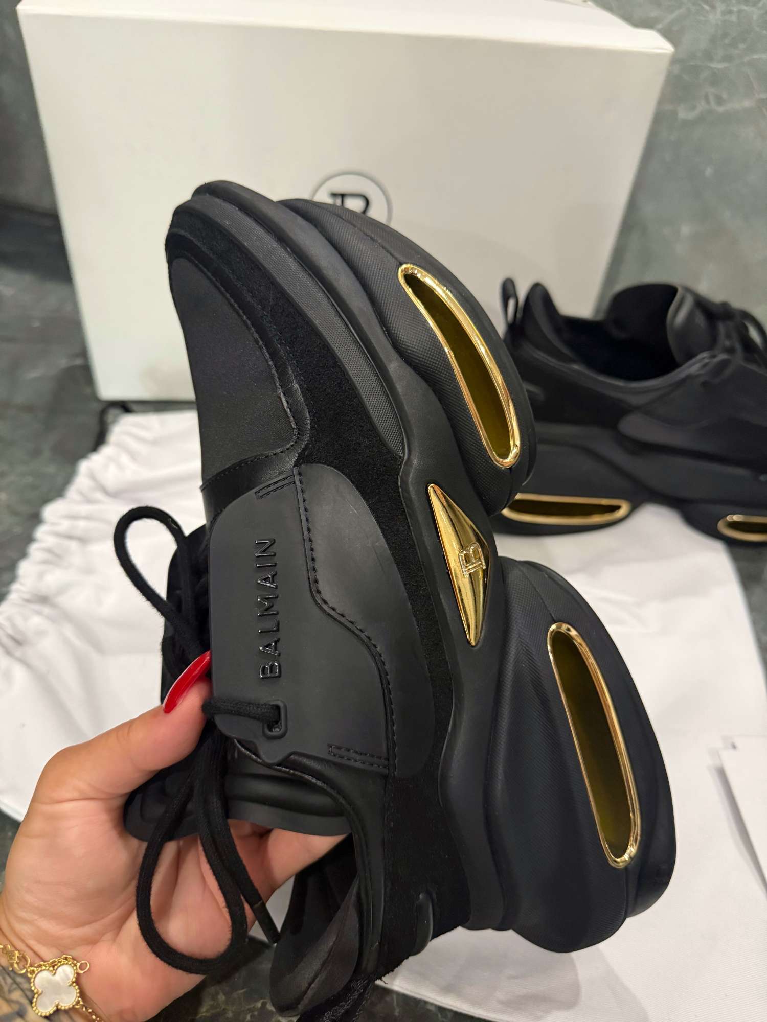 Nízke tenisky Balmain B-Bold z teľacej kože