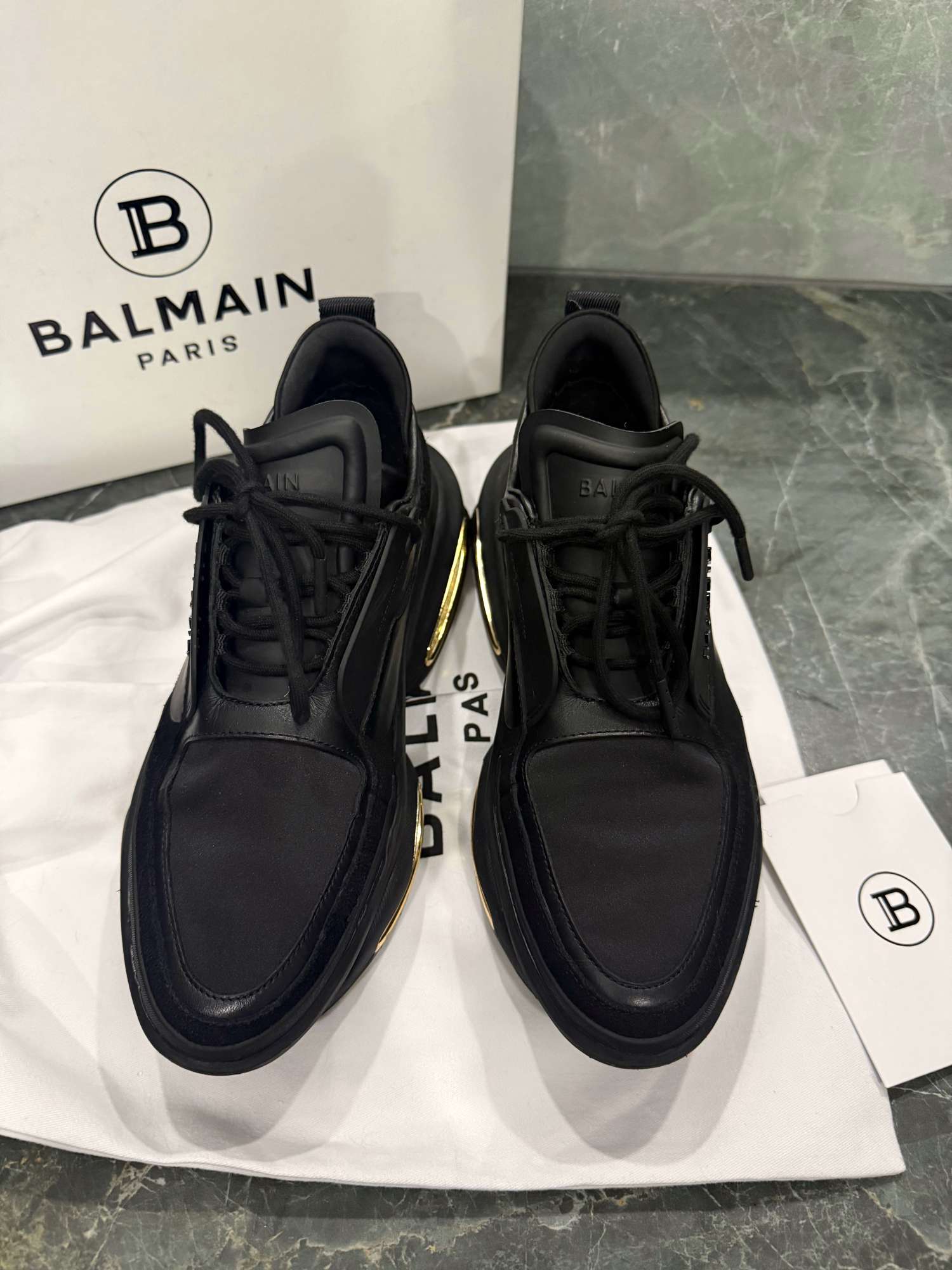 Nízke tenisky Balmain B-Bold z teľacej kože
