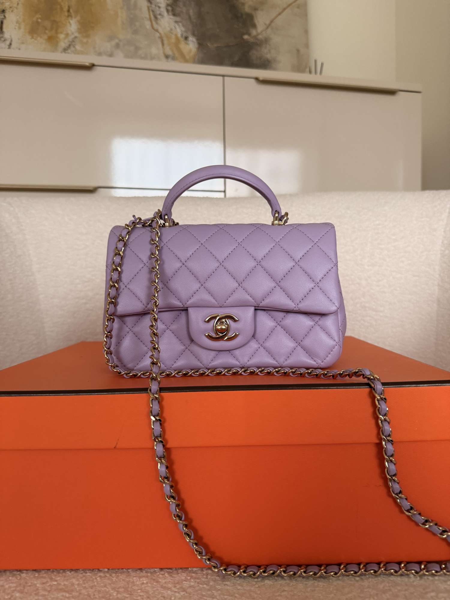 CHANEL Coco Handle Mini – Lavender Lambskin | Kompletné balenie