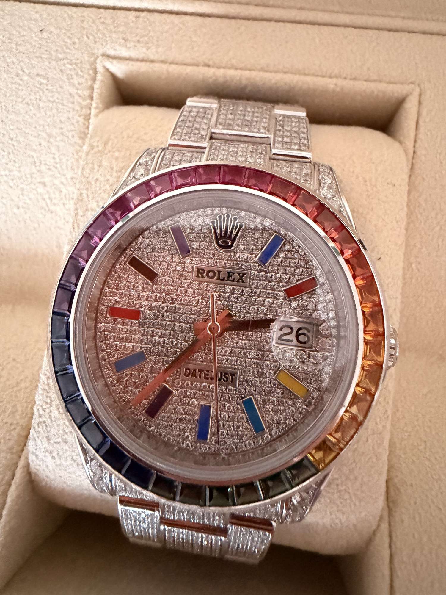 Rolex Datejust 41 – Full Diamond & Rainbow Bezel – Full Set