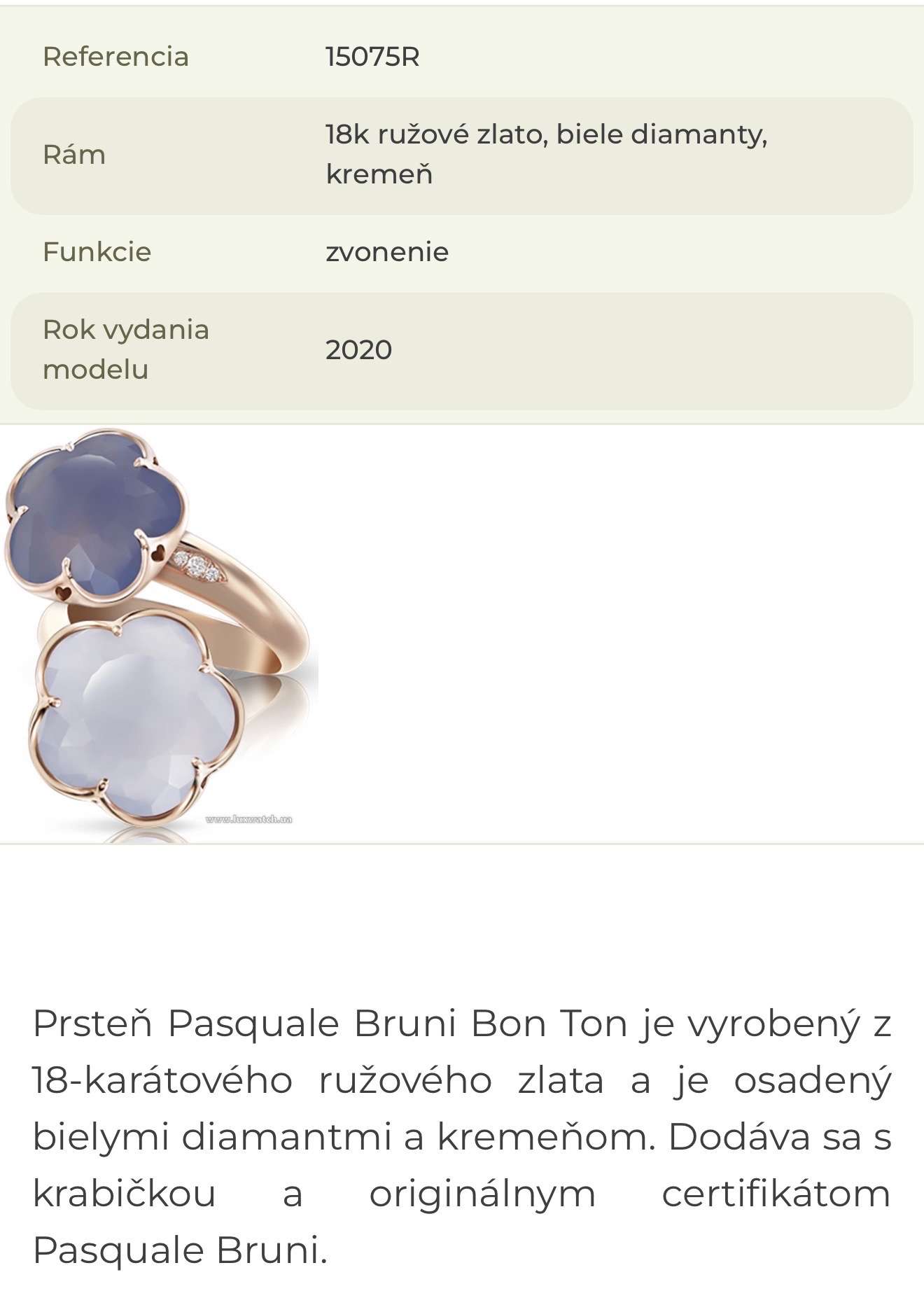 Názov: Pasquale Bruni Bon Ton 18k Rose Gold Chalcedony Ring