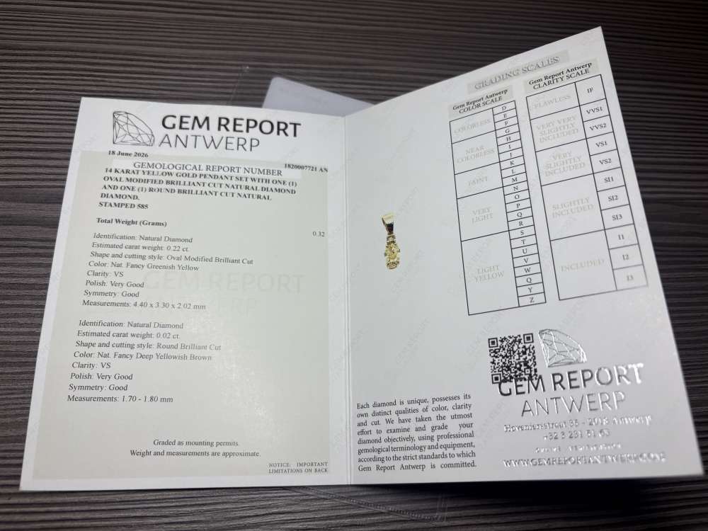 Prívesok zo 14K zlata s prírodnými diamantmi – certifikát