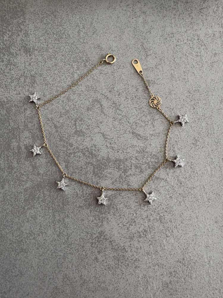 Diamantový náramok s hviezdičkami , 18ct zlato