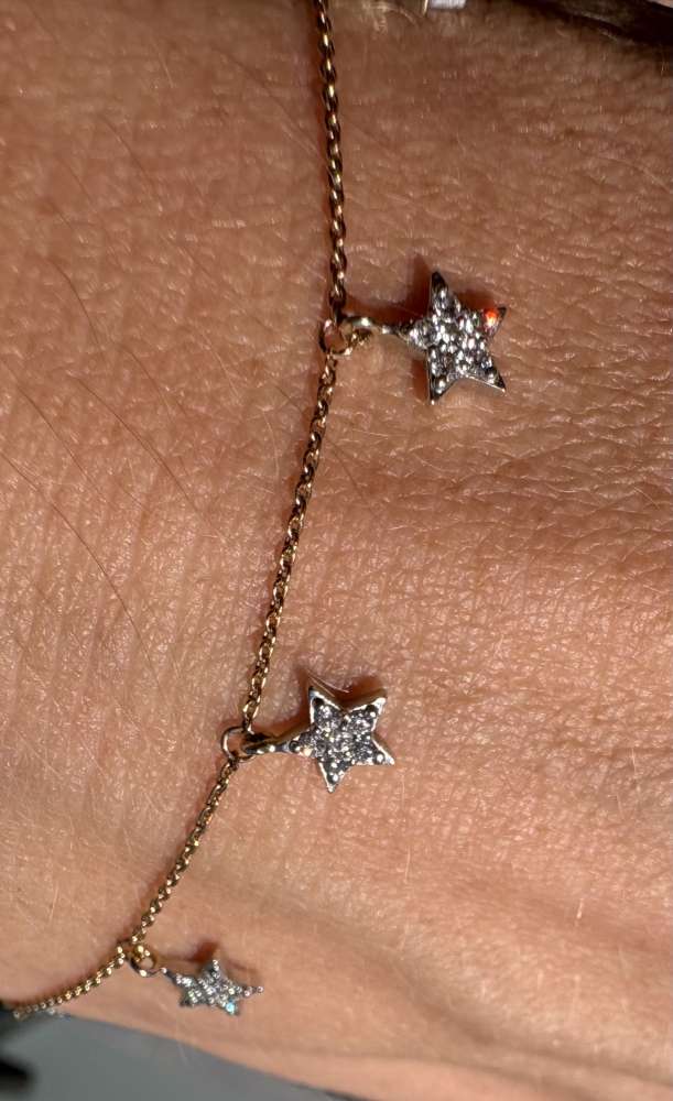 Diamantový náramok s hviezdičkami , 18ct zlato