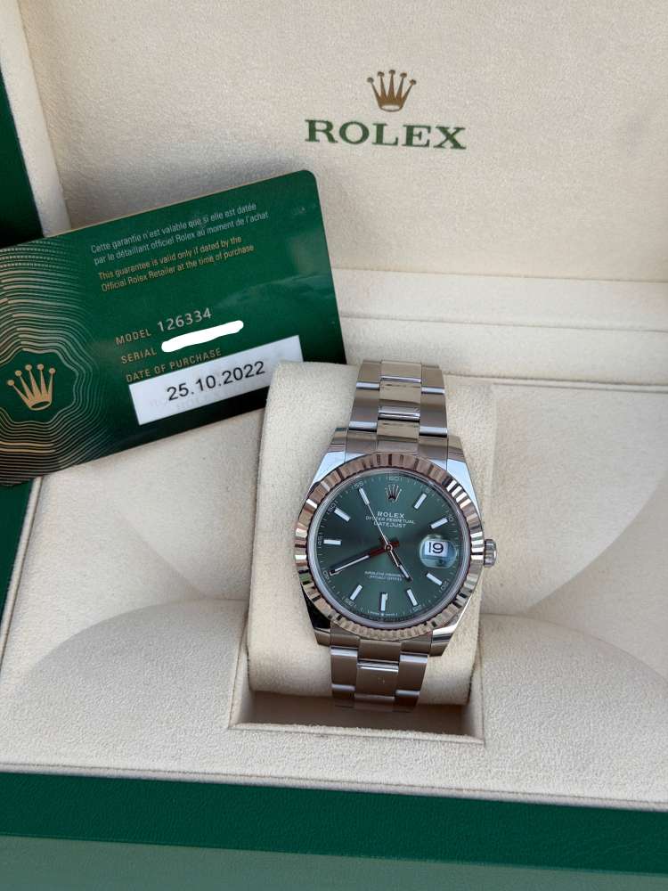 Hodinky Rolex DateJust 41 Gren ciferník Kompletná sada Zaruka 2027 Ref.126334
