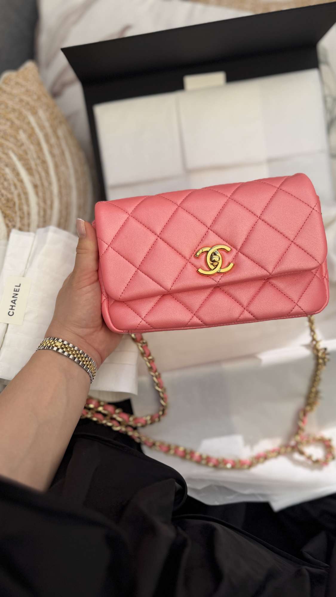Chanel Mini Rectangular Flap Bag Coral pink limitovaná edice