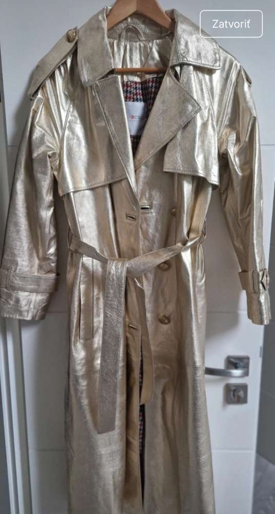 zlaty kozeny trenchcoat FLO CLO velkost S