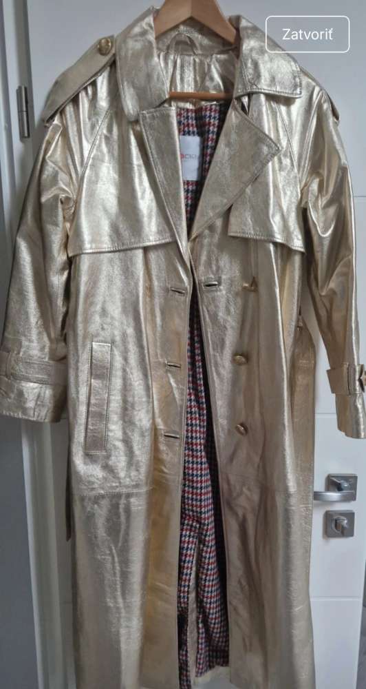zlaty kozeny trenchcoat FLO CLO velkost S