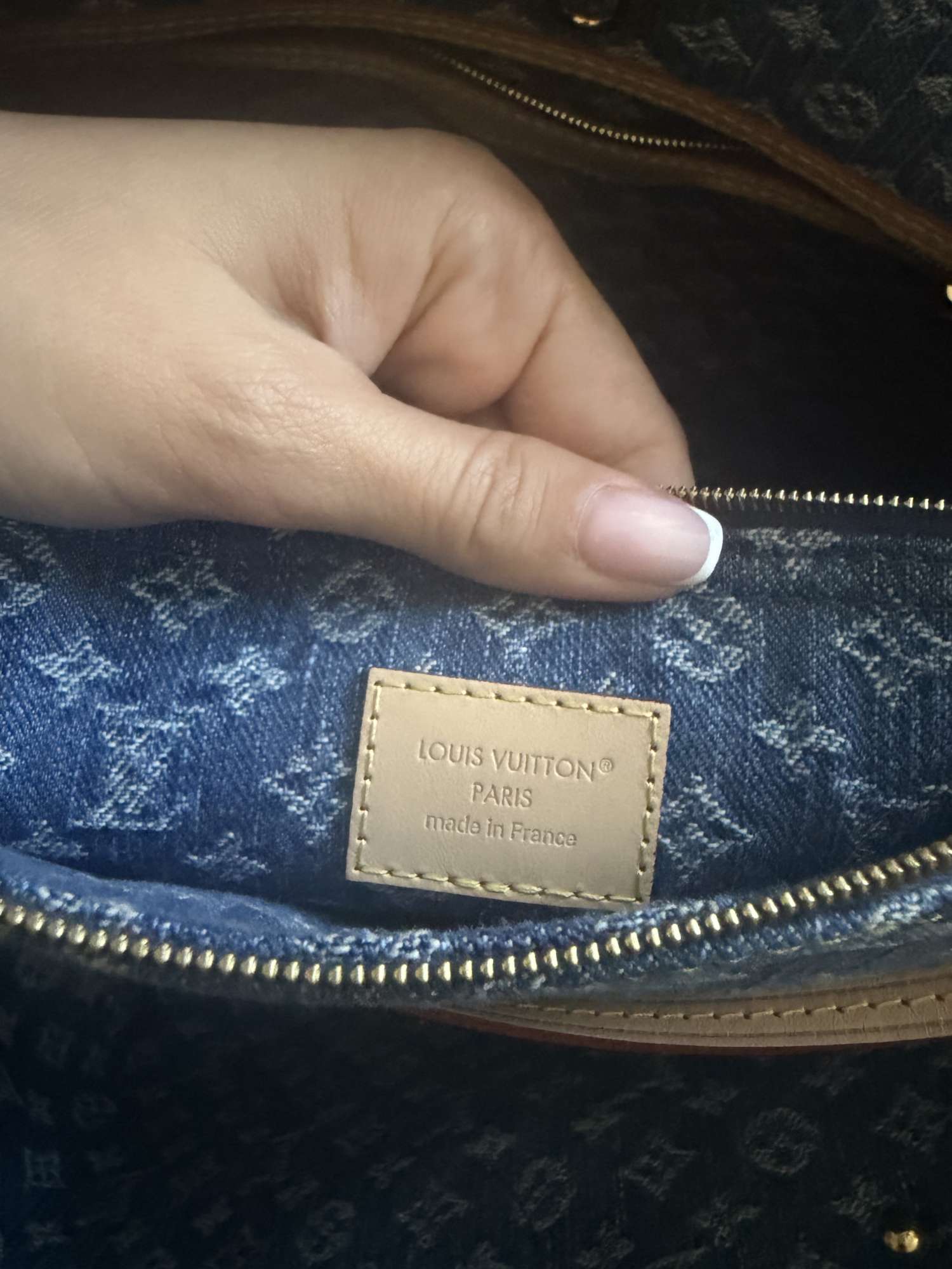 Louis Vuitton Neverfull MM Monogram Denim Blue M13192 with Pouch & Receipt