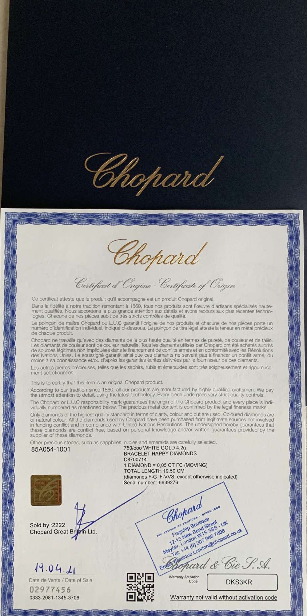 Chopard naramok Happy Diamonds