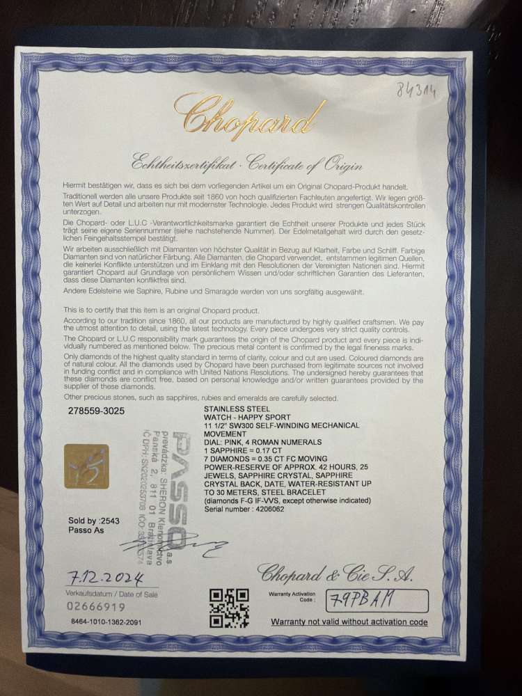 Chopard Watch happy sport