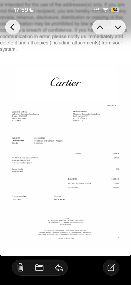Prsteň Cartier Love, malá veľkosť