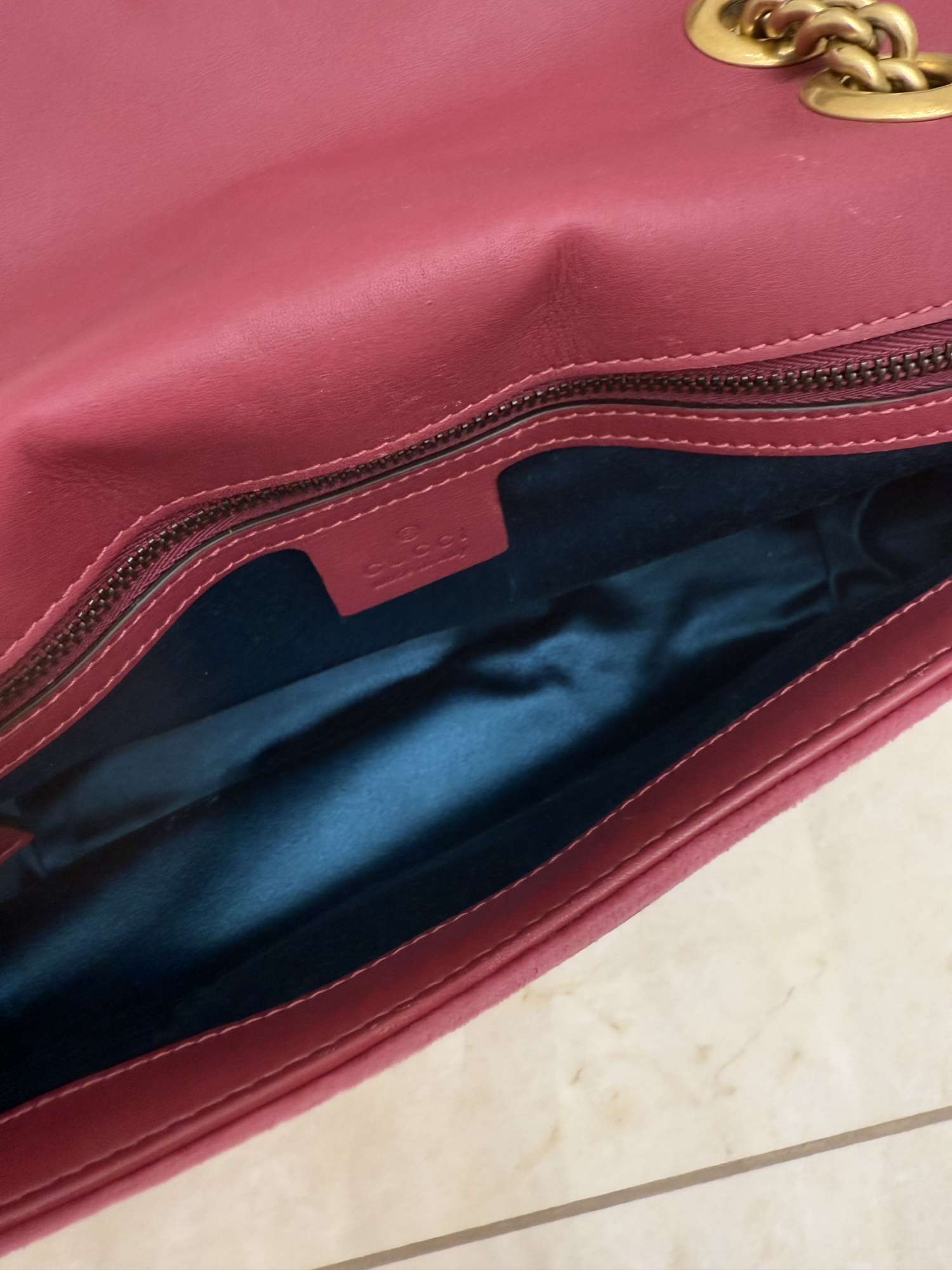 Gucci Marmont Pink velvet medium kabelka