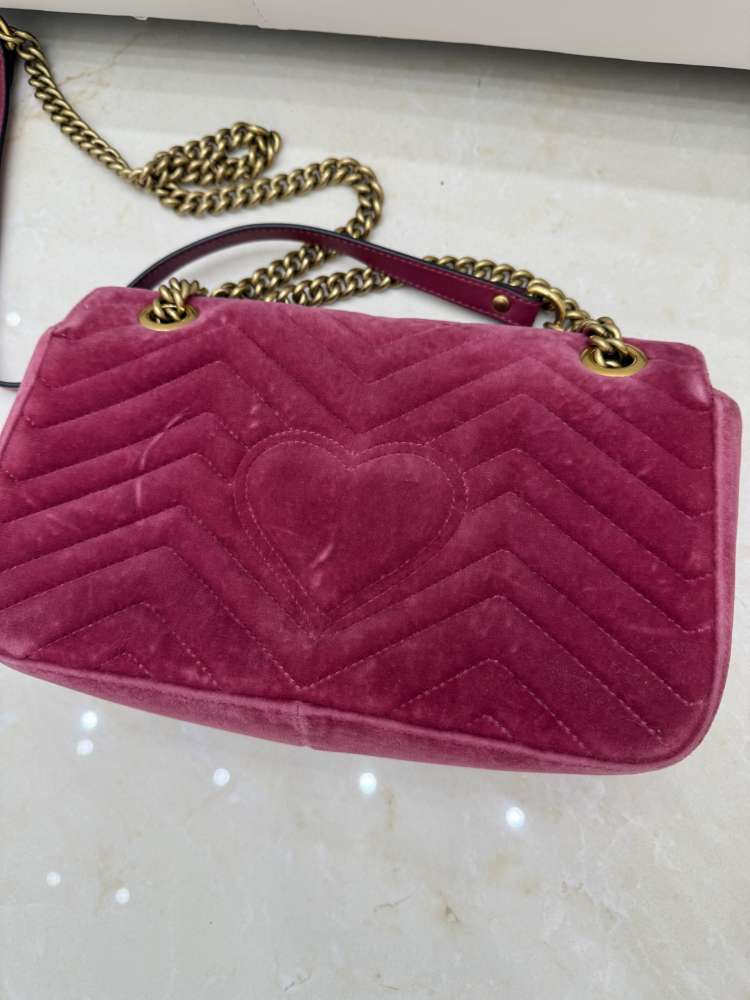 Gucci Marmont Pink velvet medium kabelka