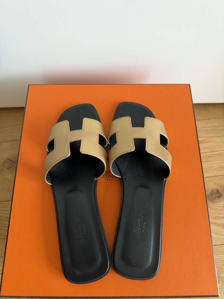 Hermes gold oran sandals