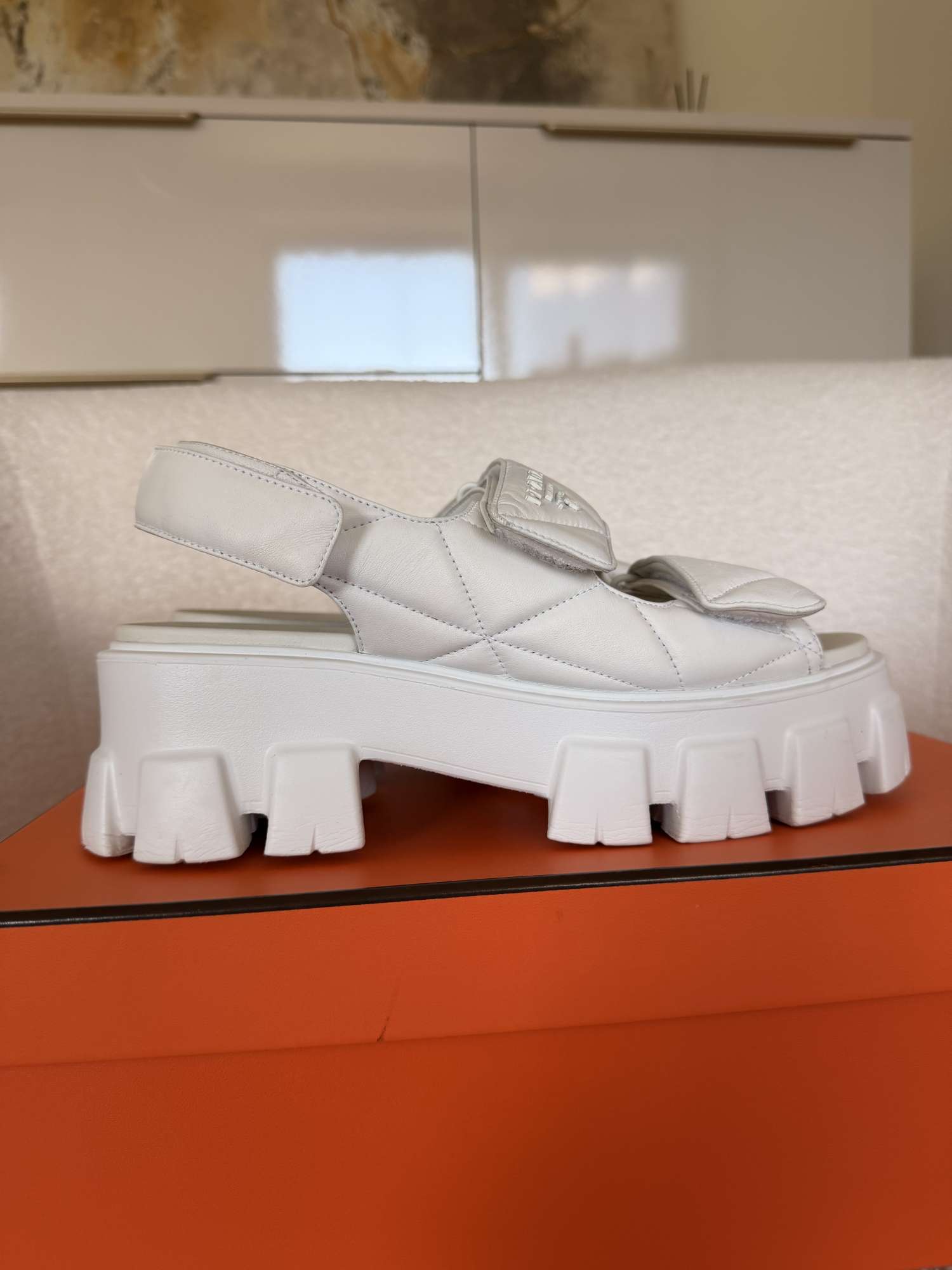 PRADA Monolith Nappa Leather Sandals | 39