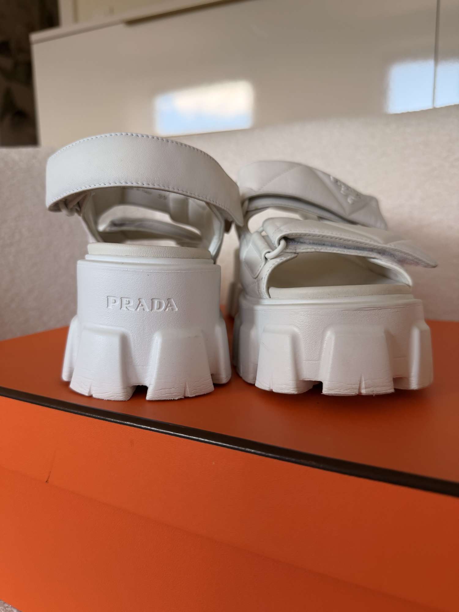 PRADA Monolith Nappa Leather Sandals | 39