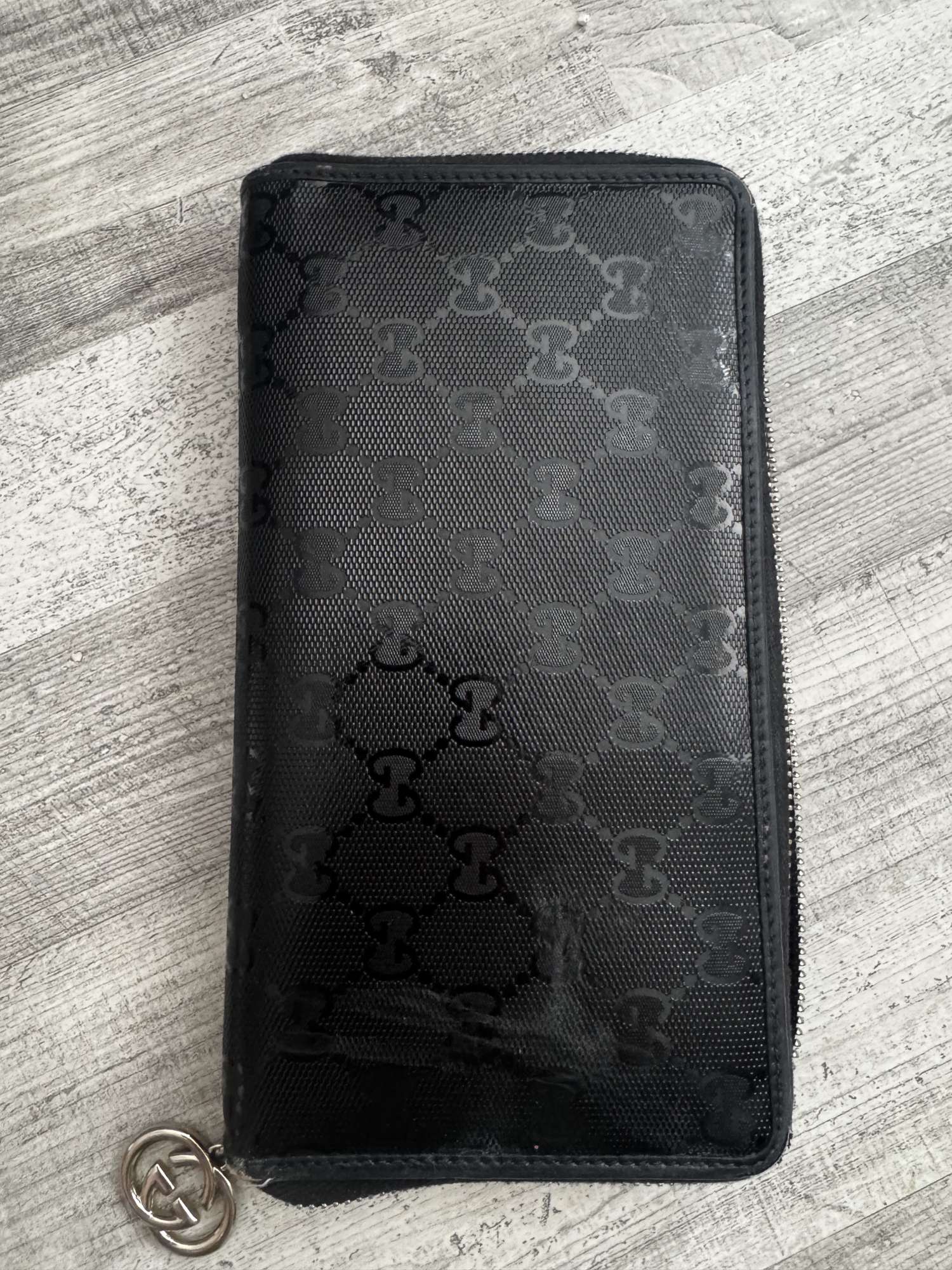 GG Monogram – čierna zip-around peňaženka