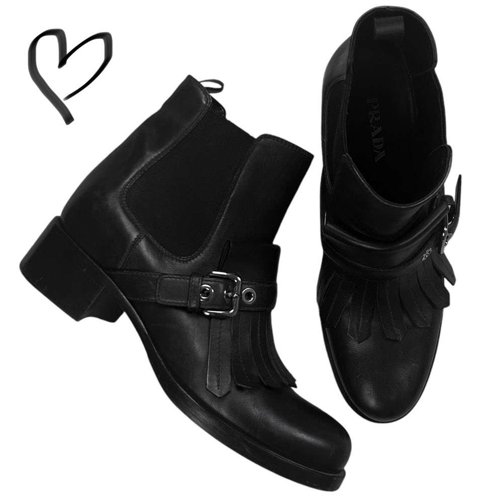 Kozene clenkove “biker boots Chelsea” zn. Prada - velkost 40