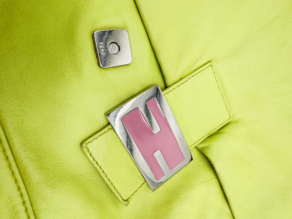 Fendi Vintage Y2K Neon Green Leather Mama Baguette